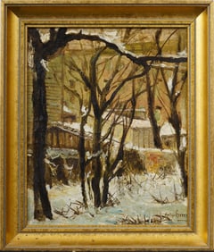 Arthur Green Signed Vintage American Winter Impressionist Framed Landscape Original Oil Painting