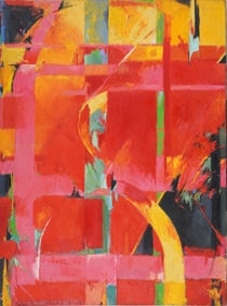 Ellen Shire Antique American Large Abstract Expressionist Original MCM Oil Painting