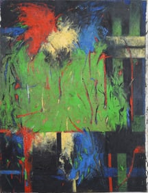 Ellen Shire Vintage Large American Original Abstract Expressionist Oil Painting