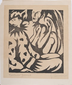 Gottfried Trimborn: Aus der Holzschnittmappe des Bonner Künstlerbundes 1930: "Sterbender Pierot"