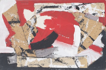 Vintage American Abstract Expressionist Original Mixed Media Painting