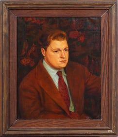 Paul Anthony Greenwood (B1921) EXHIBITED American Realist Male Portrait Framed Japonais Oil Painting