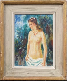 Marko Walker Vukovic (1892-1973) Antique American Modernist Nude Woman Nicely Framed Oil Painting