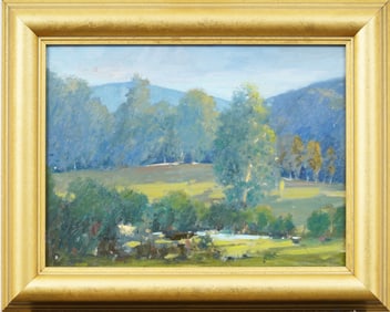 Vintage American Impressionist Framed Landscape Original Oil Painting