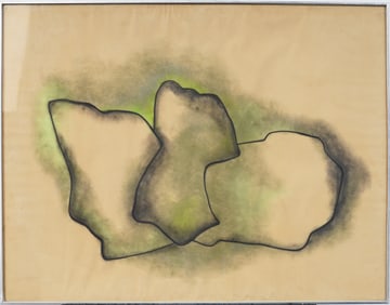 Fritz Kreiger Vintage American Modernist Abstract Biomorphic Original Pastel MCM Painting
