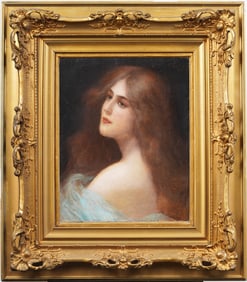 Franz Seraph Von Lenbach (1836 - 1904) Signed German Realist Framed Woman Portrait Painting