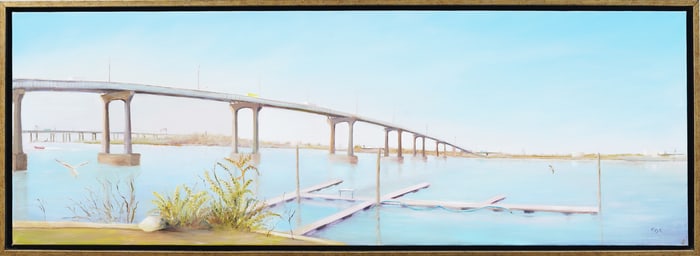 Margaret Fox Contemporary Realist Architectural Framed Landscape Original Oil Painting