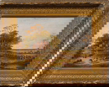 Edmond Marie Petitjean (1844-1925) Antique French Signed Landscape Framed Original Oil Painting