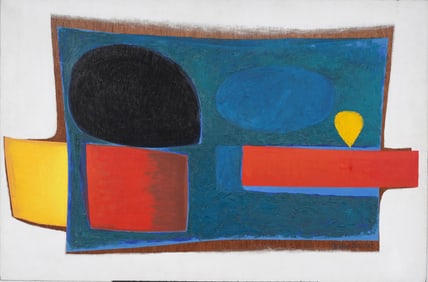 Large Vintage American School Mid Century Modern Abstract Original Oil Painting