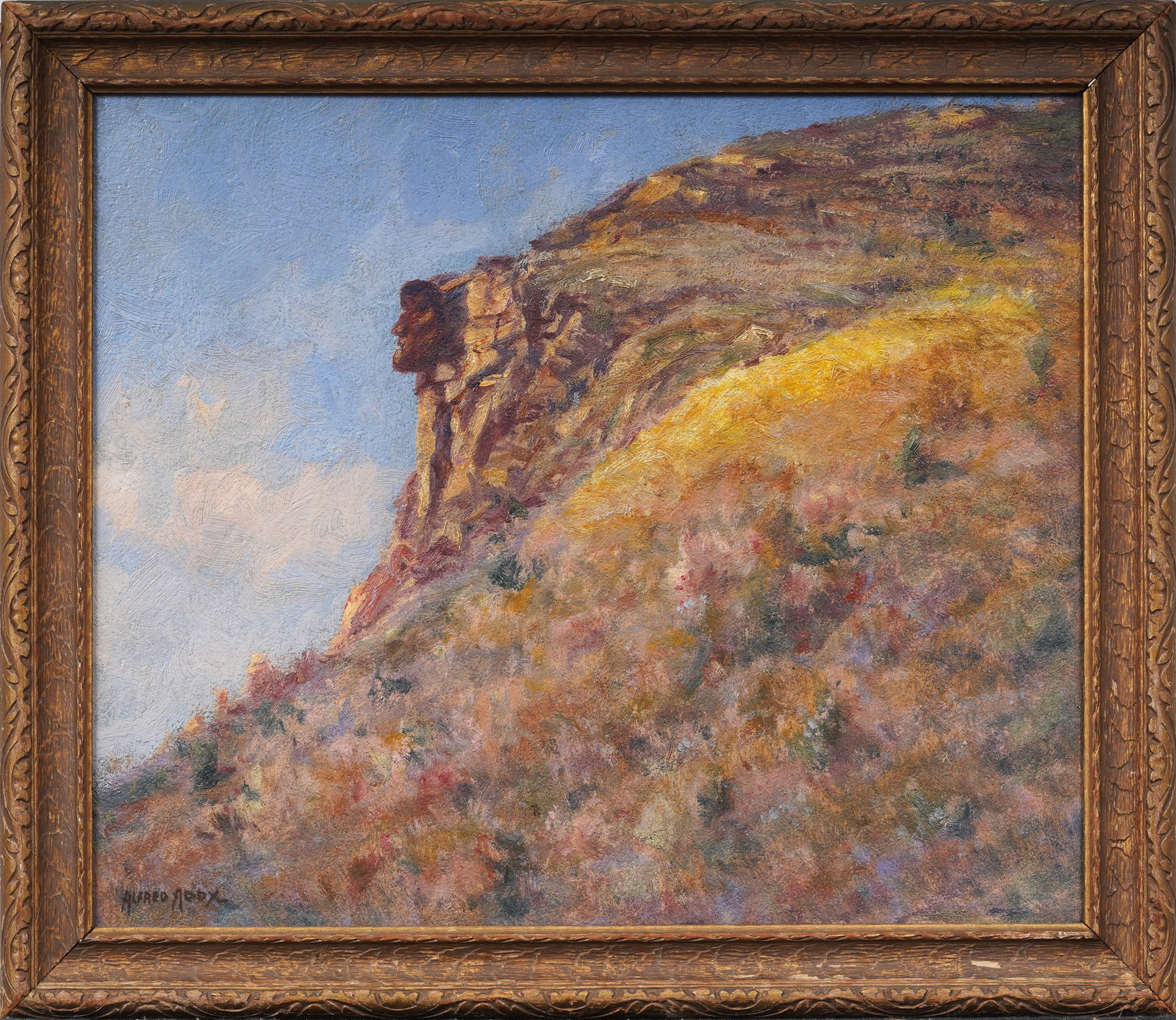 Signed Alfred Addy Listed American Fall Impressionist "Old Man of Mountain" Landscape Painting (1 of 7)