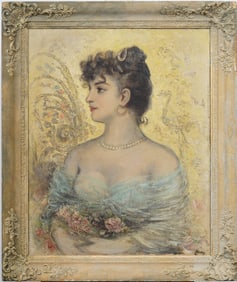 Signed Antique or Vintage European Impressionist Woman Portrait Framed Original Oil Painting