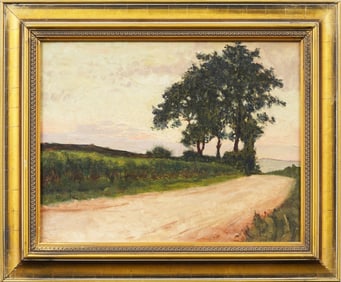 Vintage European Impressionist Landscape Framed Original Oil Painting