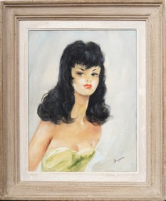 Jules Gustave Lempereur (1902-1985) Antique Belgian Impressionist Woman Portrait Oil Painting