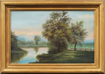 Vintage American Impressionist Landscape Framed Original Oil Painting