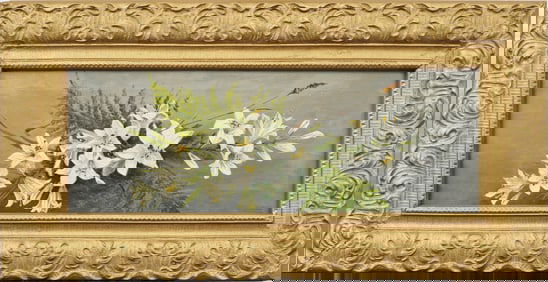 Antique European Realist Flower Still Life Original Oil Painting