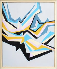 Jacqueline Olivier Signed Vintage French Modernist Abstract Framed Oil Painting