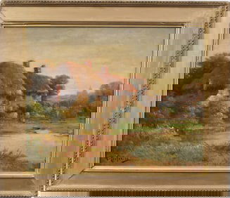 Antique Framed European Signed Landscape Original Oil Painting