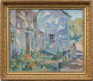Vintage American Impressionist New England Wild Flower Landscape Framed Original Oil Painting