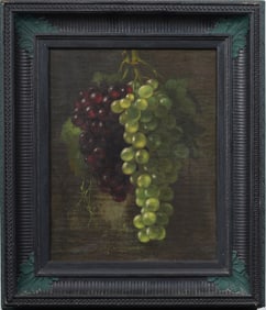 Susie Barstow 1836- 1923 Antique American Woman Artist Signed Grape Still Life Framed Oil Painting