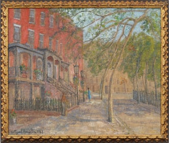 Hildegarde Hamilton (1898-1970) Vintage American Impressionist Cityscape New York Oil Painting