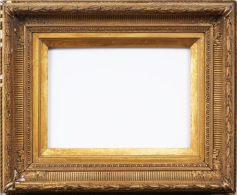 Antique American 19th Century Gilt Wood and Gesso Fluted Cove Hudson River Frame Fits 10" x 14" Art