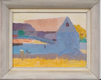 ATTR Henry Hensche 1899-1992 Provincetown MA Modern Barn Landscape Original Oil Painting