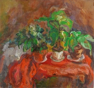 Vintage American Modernist Still Life Original Oil Painting