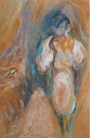 Vintage American Figural Abstract Original Oil Painting