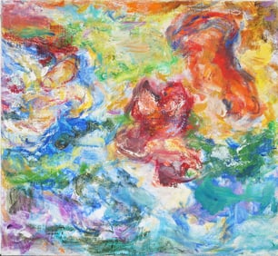 Vintage American Abstract Original Oil Painting