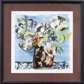 Vintage American Modernist Still Life Framed Original Monoprint