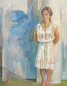 Vintage American Modernist Portrait Original Oil Painting