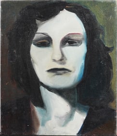 Vintage American Modernist Portrait Original Oil Painting