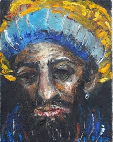 Vintage American Modernist Male Portrait Original Oil Painting