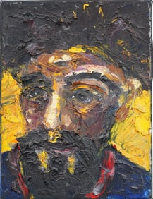 Vintage American Modernist Male Portrait Original Oil Painting
