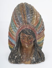Vintage Native American Bust Head Sculpture
