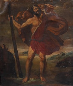 Antique European Old Master Portrait Large Important Original Oil Painting