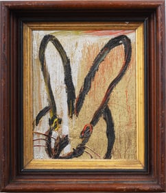 Hunt Slonem (B1951) GUARANTEED AUTHENTIC Super Bunny Modernist Pop Art Animal Portrait Painting