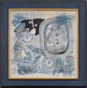 Dale William Nichols (1904 - 1995) Vintage American Guatemalan Mayan Ruins Mixed Media Artwork