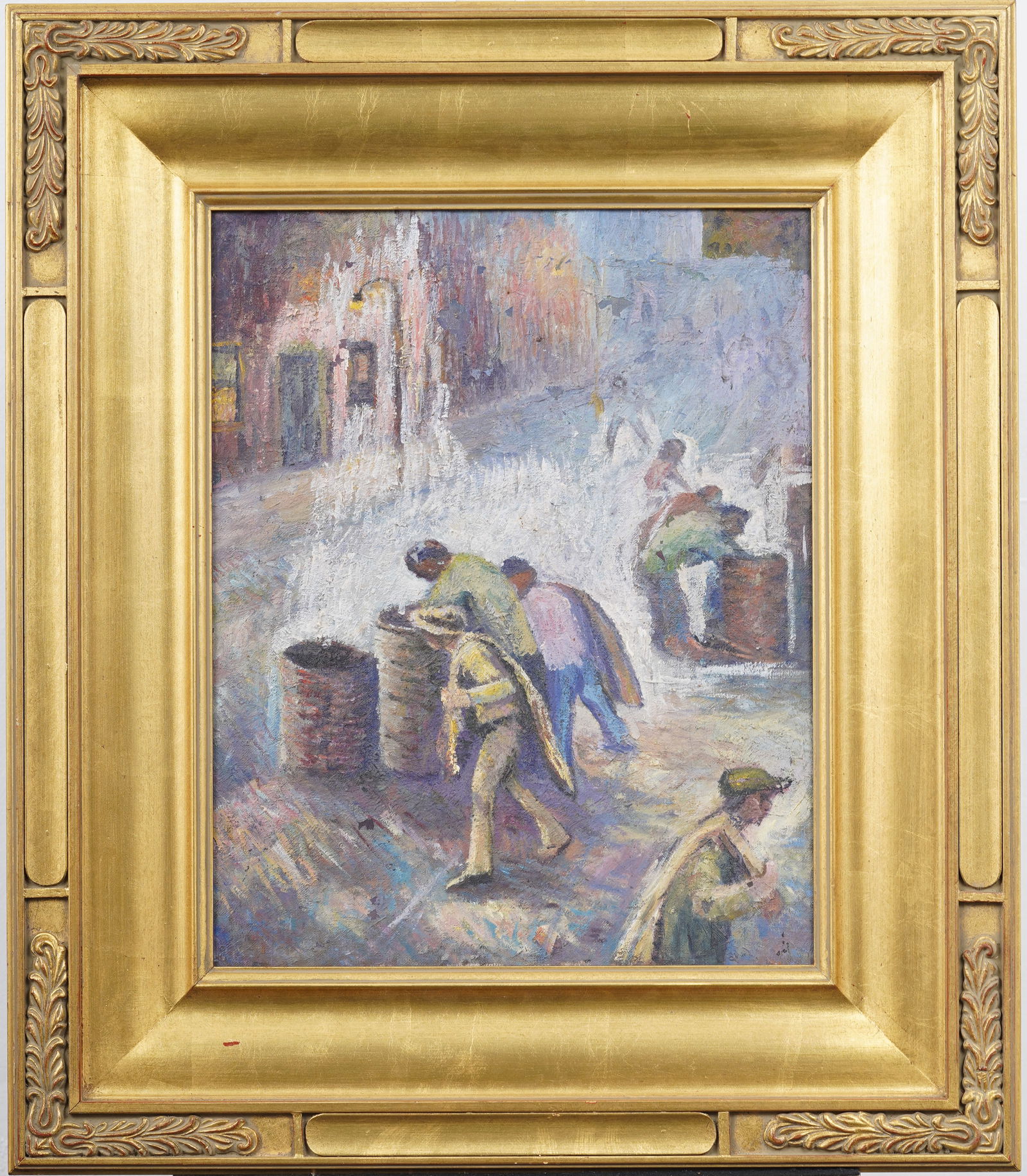 Antique American Ashcan School Street Scene Fauvist Giltwood Framed  Original Oil Painting (1 of 6)