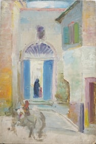 Antique European Impressionist Architectural Cityscape Fauvist Oil Painting
