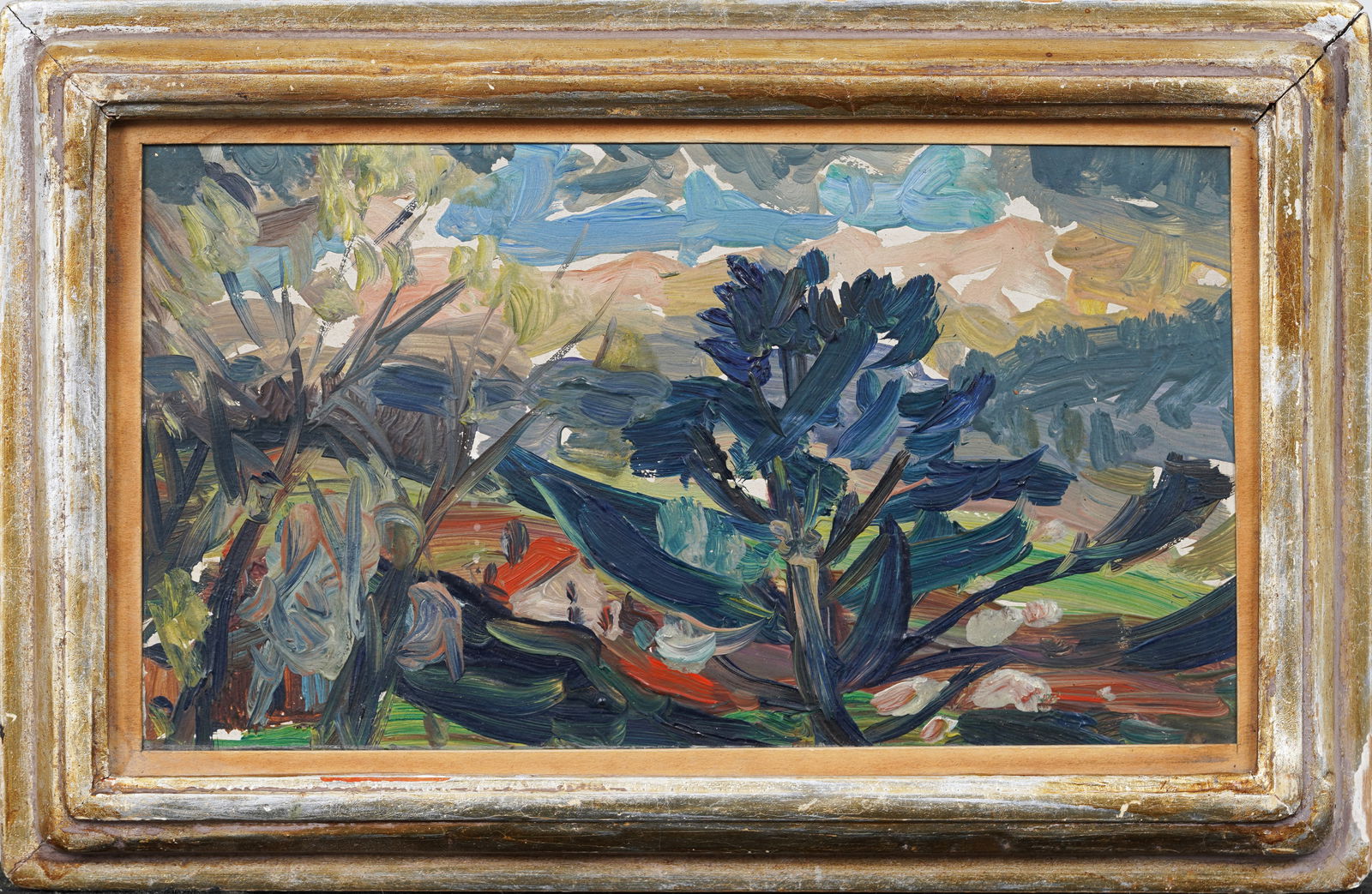 Antique American Rare Early 1900s Modernist Framed Landscape Original Oil Painting (1 of 6)