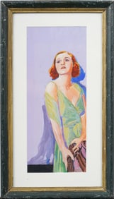 Antique American School Art Deco Woman Portrait Framed Original Painting