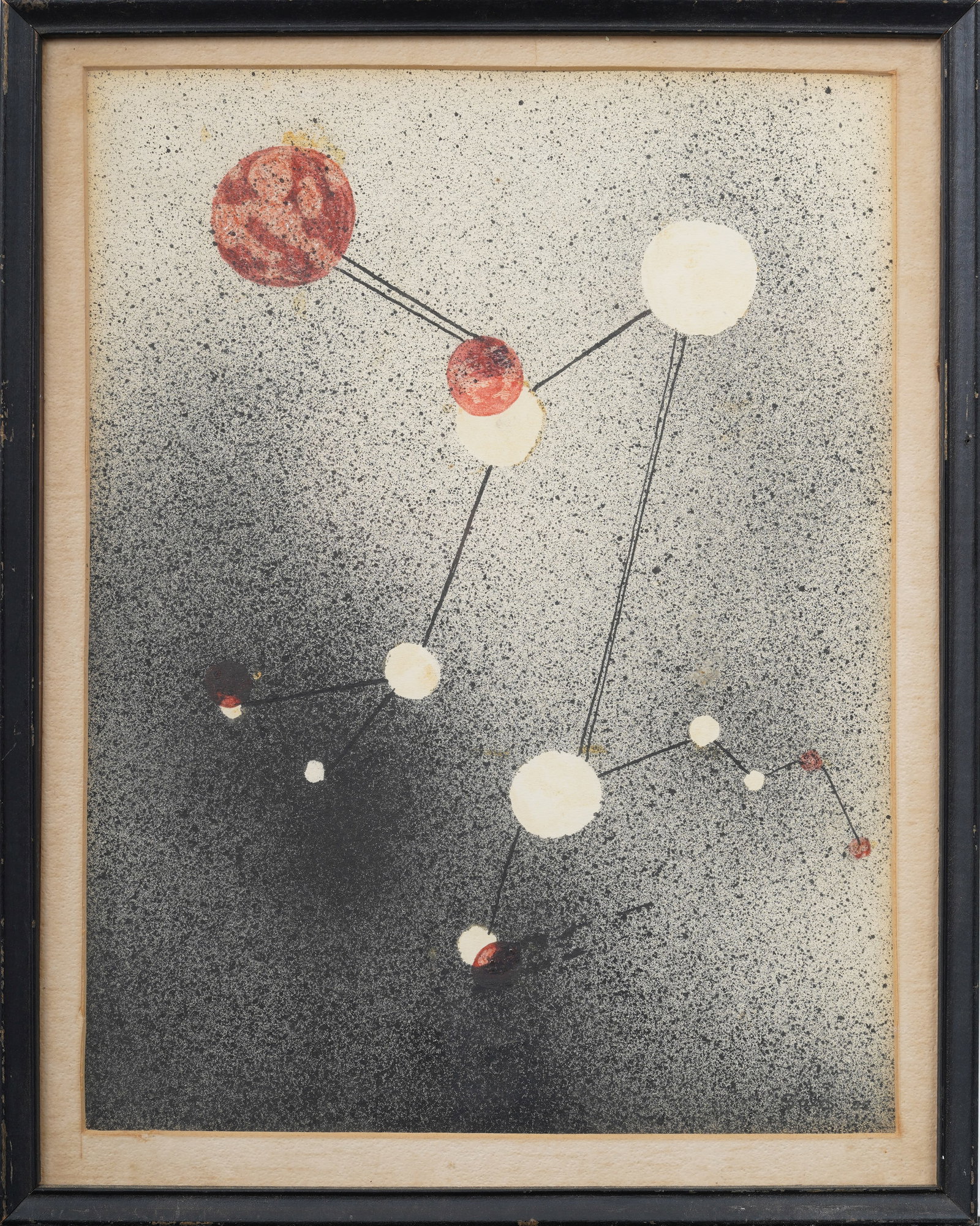 Signed Vintage American Space Age Sputnik Abstract Framed Original Painting: Vintage American modernist painting. Mixed media on board. Signed. Framed. Measuring: 14.75 by 11.75 inches overall, and 12.5 by 9.5 painting alone. Please see all images for condition. Size is measur