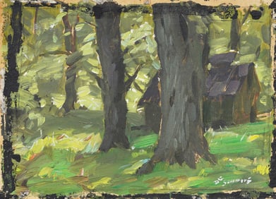 Vintage American Impressionist Signed Miniature Landscape Original Oil Painting