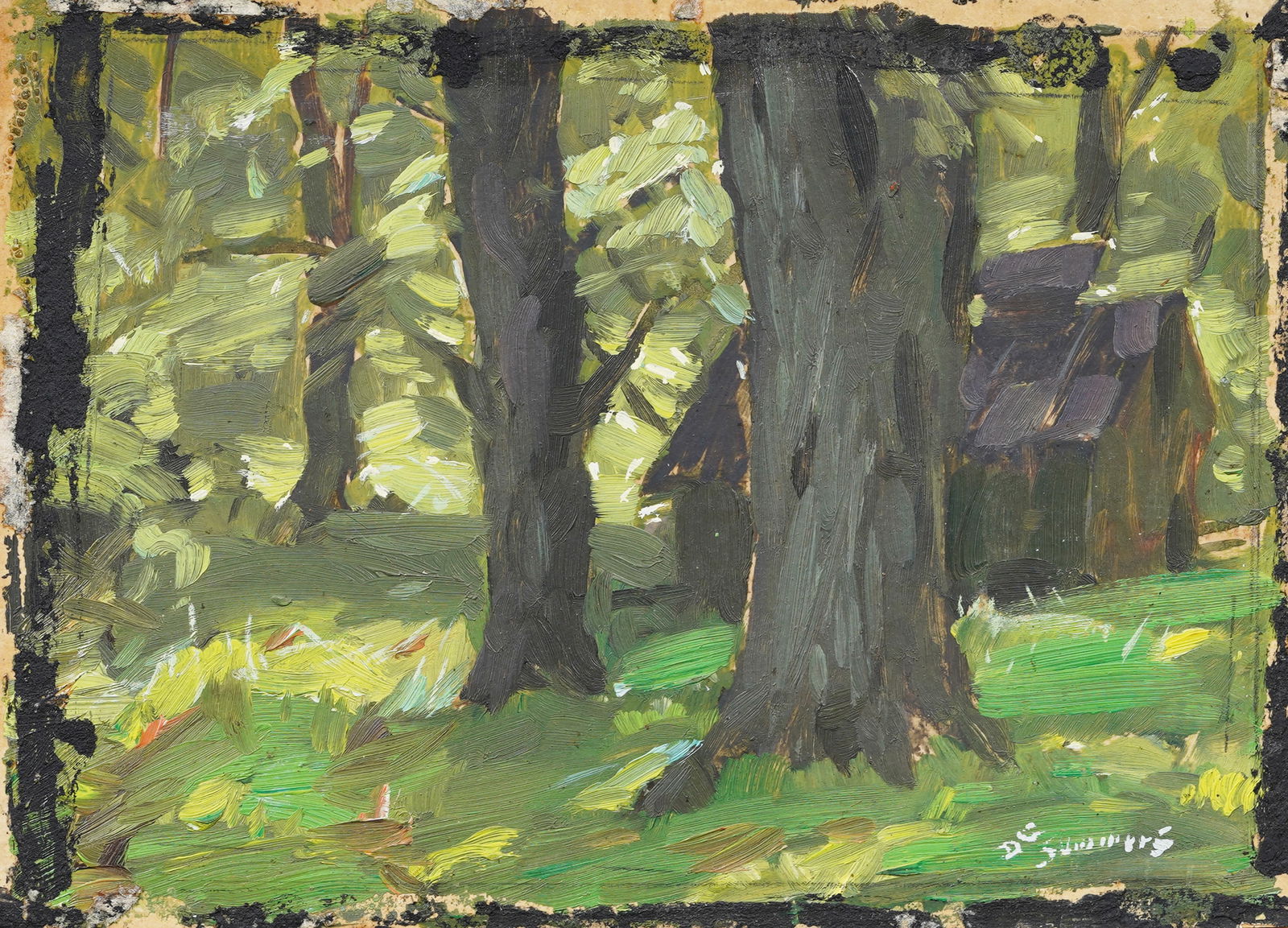 Vintage American Impressionist Signed Miniature Landscape Original Oil Painting (1 of 5)