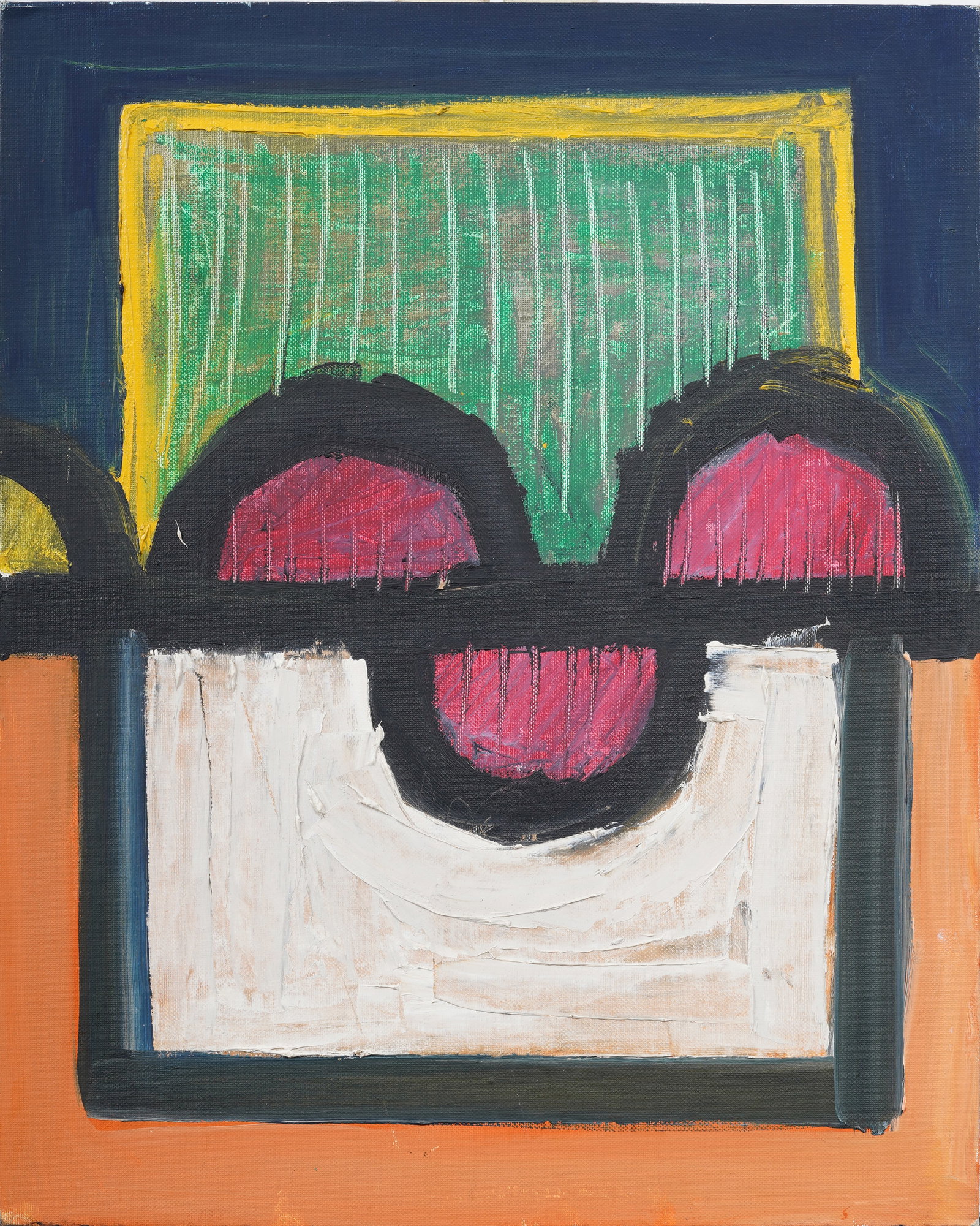 Vintage American Modernist Abstract Expressionist Original Oil Painting: Vintage American modernist abstract oil painting. Oil on canvasboard. Measuring: 10 by 16 inches overall. Please see all images for condition. Size is measured and written on the back of the painting.