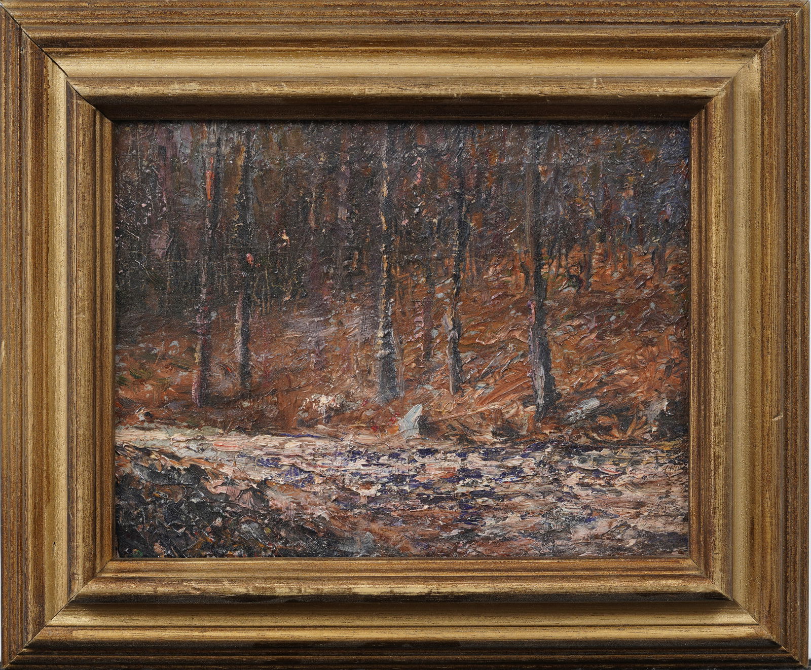 Antique American Impressionist Detailed Forest Interior Signed Framed Oil Painting (1 of 4)