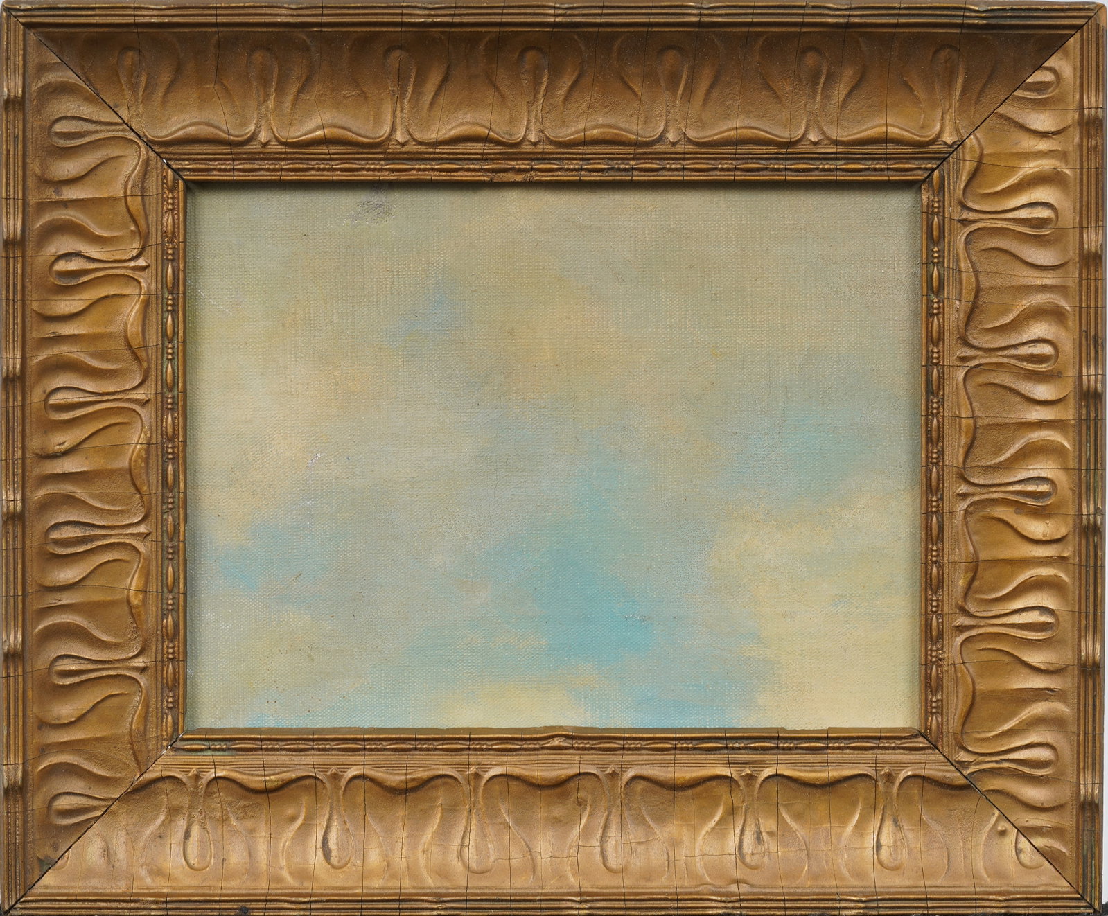 Antique American 19th/20th Century Cloudscape Framed Abstract Modern Original Oil Painting: Antique American oil painting. Oil on canvas, lain to board. Framed. Measuring: 10 by 12 inches overall, and 6.5 by 8.25 painting alone. Please see all images for condition. Size is measured and writt