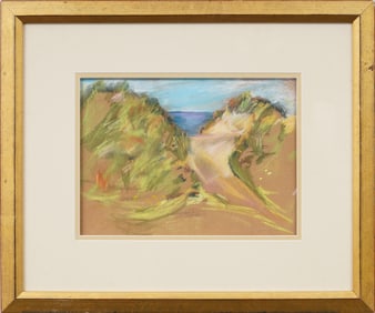 Signed Vintage American Modernist Beach Scene Framed Seascape Original Painting
