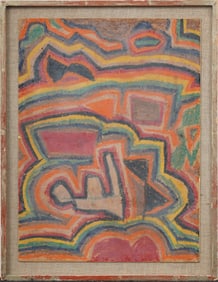 Vintage American Taos School Abstract Expressionist Southwest Landscape Original Oil Painting